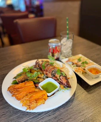 Tre Viet grilled squid platter with Vietnamese sides